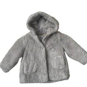 Zara Girls Hooded Fur Coat, Size 18-24 months